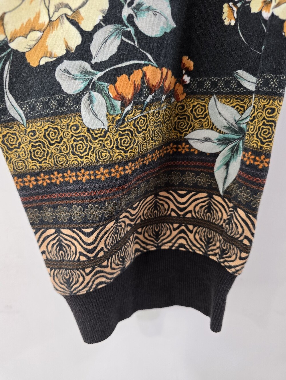 JWLA Johnny Was Golden Spring French Terry Jogger Floral Mixed Media Pants Sz L - Picture 7 of 13